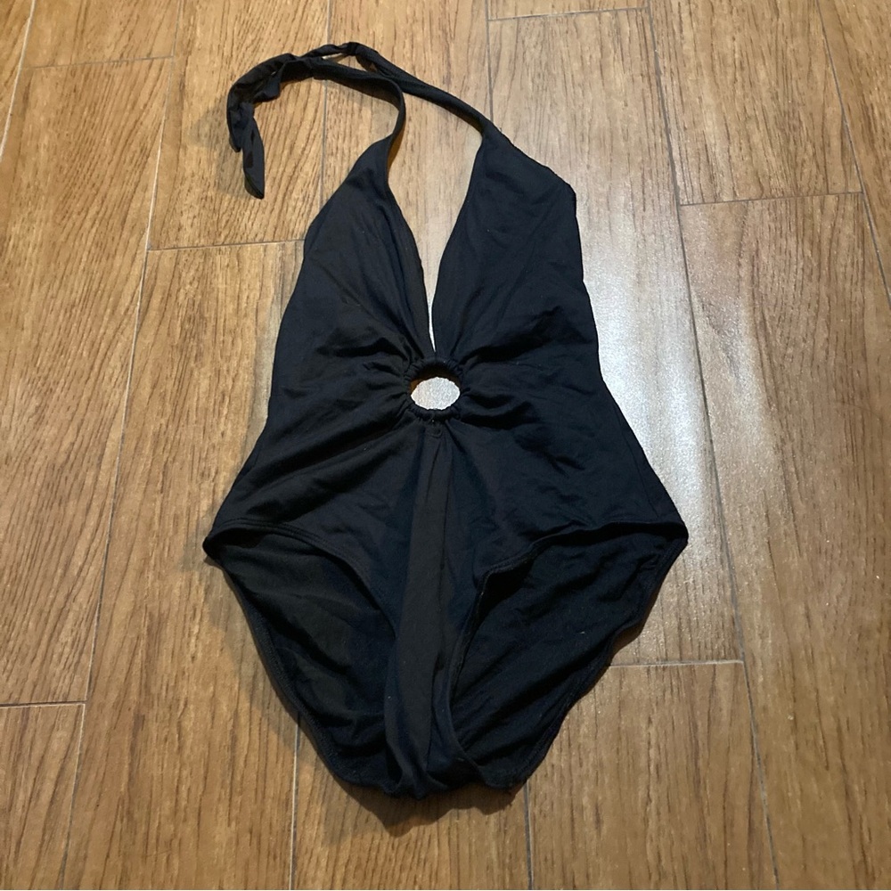Banana Republic Black O-ring One Piece Swimsuit